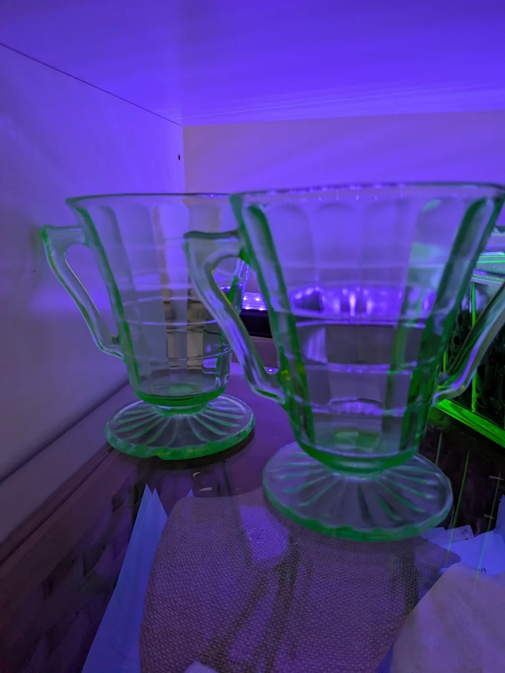 Green Depression Uranium Glass Creamer Sugar